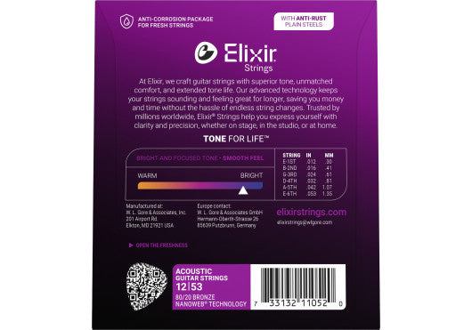 Elixir Nanoweb Phosphor Bronze Light 12-53