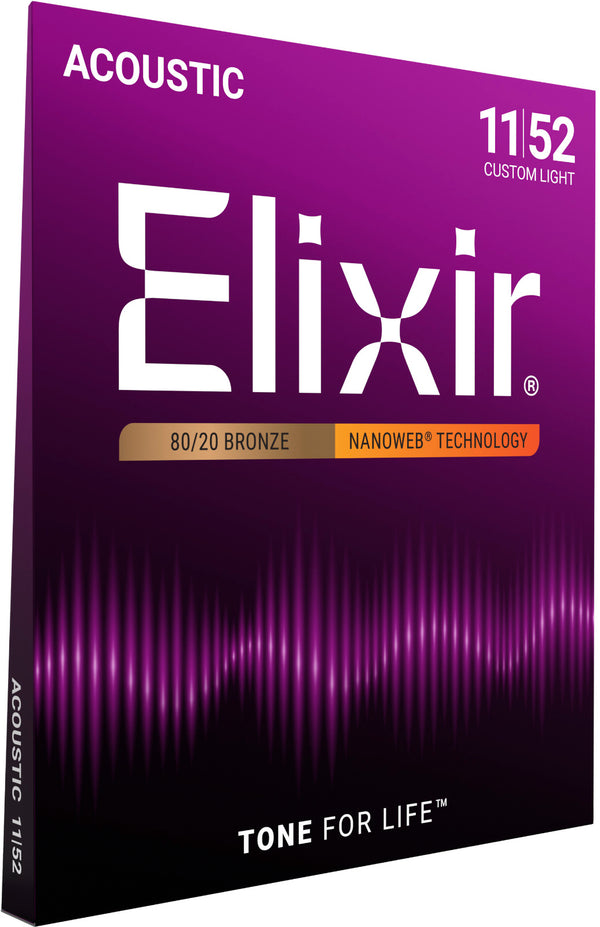 Elixir Nanoweb Bronze Phosphor Bronze Custom Light 11-52